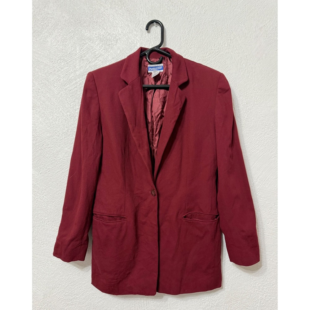 Vintage Pendleton Red Wool Blend Blazer 90s Single Button Size 6 Business Casual